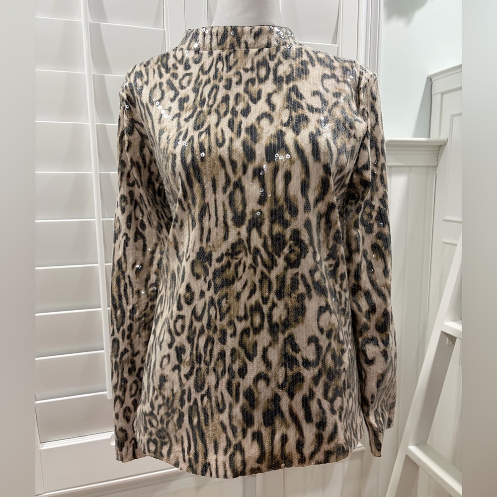 Chico's Animal Print Sequin Blouse